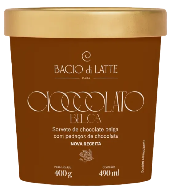 GELATO CIOCCOLATO BELGA BACIO DI LATTE 490ML CX 8UN