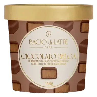 BOMBOM DE SORVETE CIOCCOLATO BELGA BACIO D LATTE 144G CX 8UN