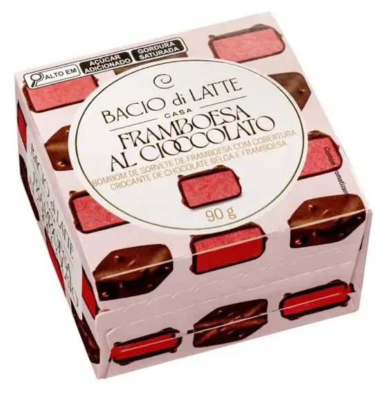 BOMBOM DE SORVETE FRAMBOESA BACIO DI LATTE 90G CX 12UN