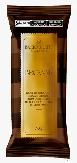 PICOLE BROWNIE C/ COBERTURA BACIO DI LATTE 70G CX 18UN