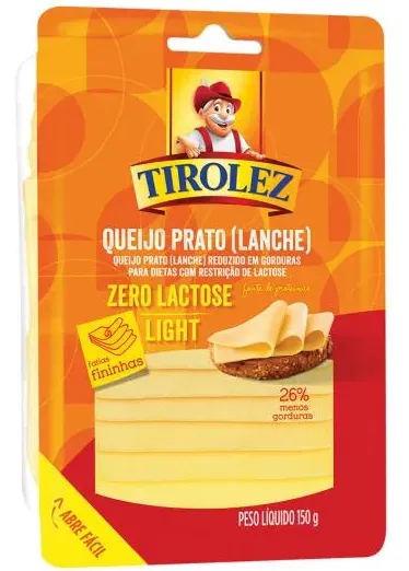 QUEIJO PRATO FAT LIGHT ZERO LAC TIROLEZ 150G CX 20UN