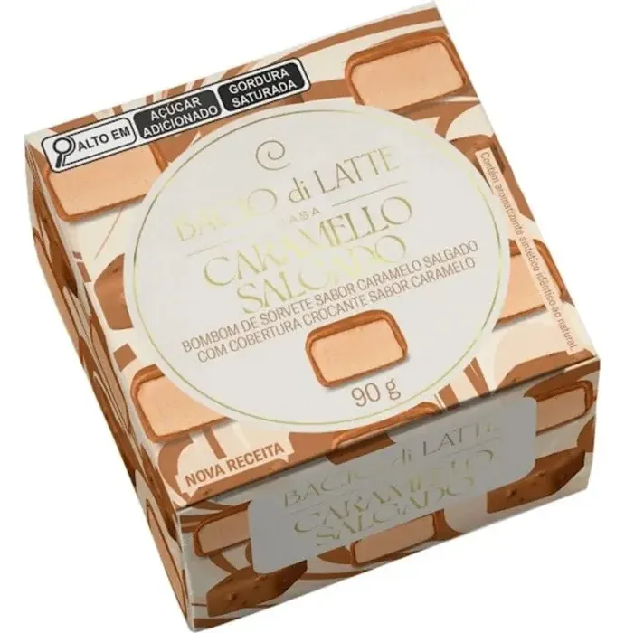 BOMBOM DE SORVETE CARAMELO SALG. BACIO DI LATTE 90G CX 12UN