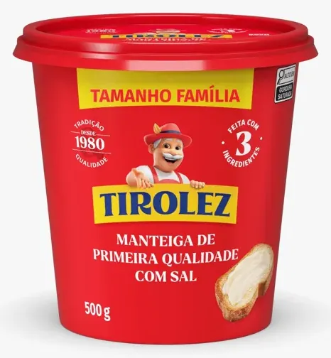 MANTEIGA COM SAL TIROLEZ POTE 500G CX 12UN
