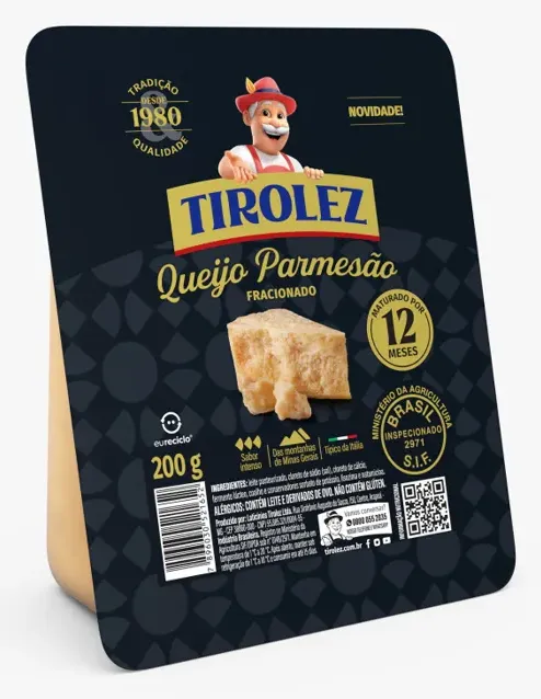 QUEIJO PARMESAO FRACIONADO MATURADO 12M TIROLEZ 200G CX 24UN
