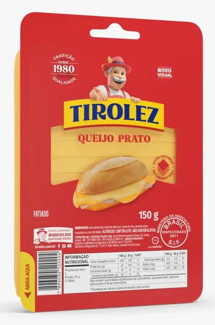 QUEIJO PRATO FATIADO TIROLEZ 150G CX 28UN