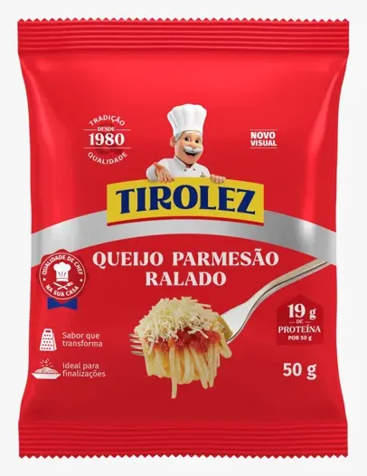 QUEIJO PARMESAO RALADO TIROLEZ 50G CX 60UN