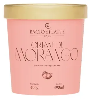 GELATO CREME DE MORANGO BACIO DI LATTE 490ML CX 8UN
