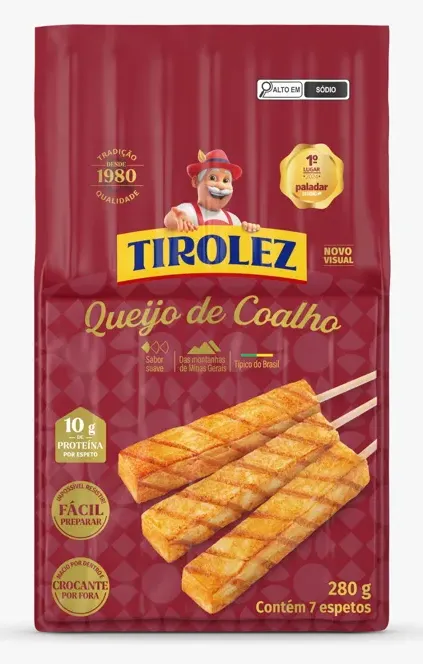 QUEIJO COALHO EM ESPETO TIROLEZ 280G CX 18UN